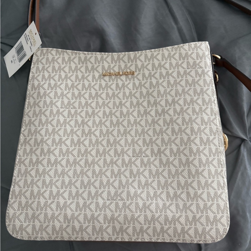 Michael Kors Cream Crossbody Bag with Signature Monogram